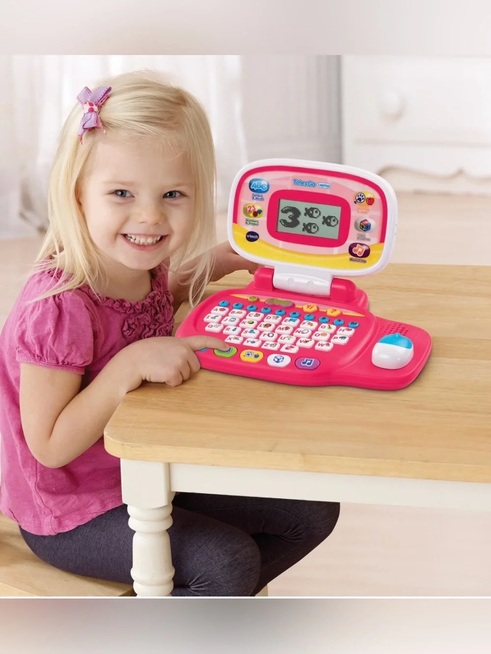 VTech Pink Kids Learning Laptop - Tote & Go Style Educational Toy